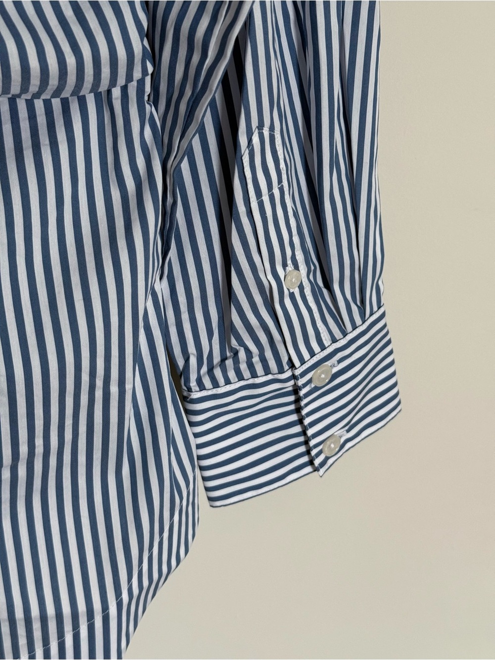 Philosophy Blue Striped Cinch Waist Gathered Ruched Button Down Shirt Large - Picture 5 of 11